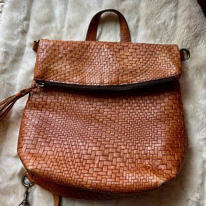 Women’s Patricia Nash Luzille Woven Tan Leather Backpack/Convertible Backpack